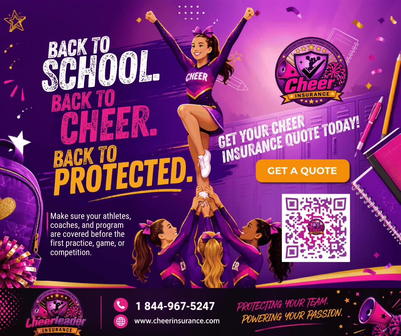 Cheer Insurance back-to-school campaign post