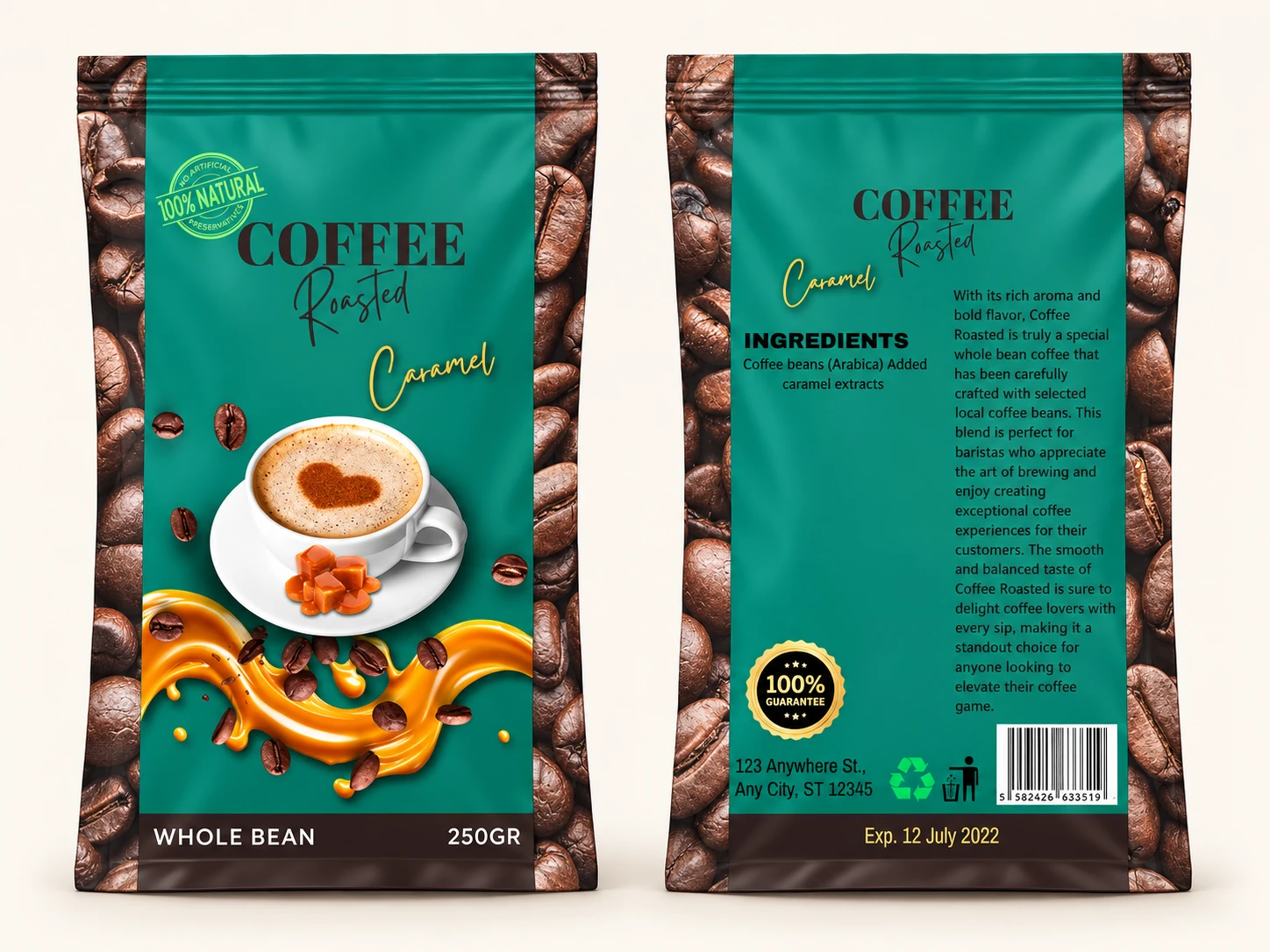 Coffee packaging concept design with green palette