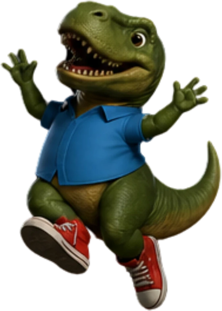 Rex the Dino jumping pose